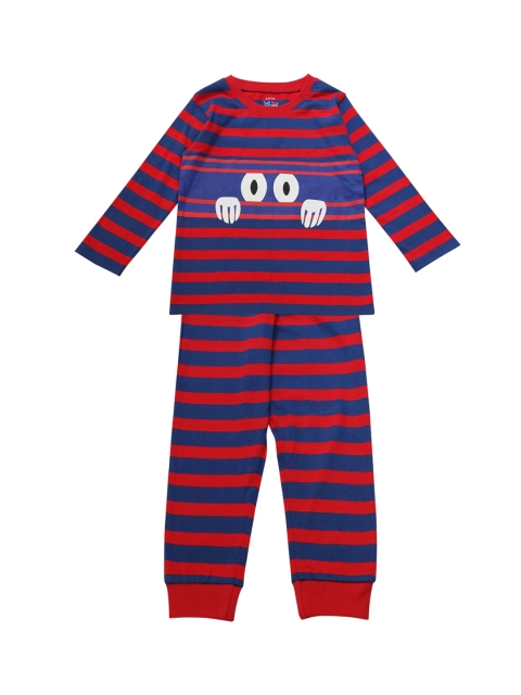 ventra Boys Red & Blue Striped Night Suit