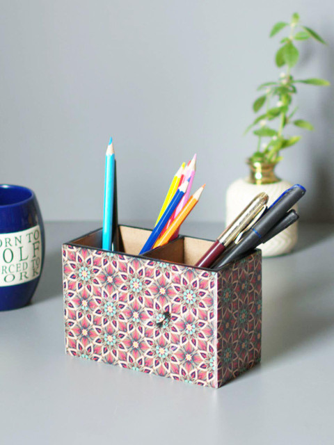 

nestroots Red Printed MDF Cutlery Holder