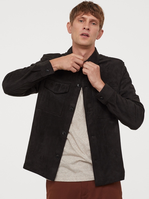 H&M Men Black Shacket Regular Fit