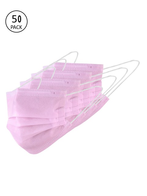 

London Fashion Unisex Pink 50 Pcs 3-Layer Ultrasonic DisposableMasks
