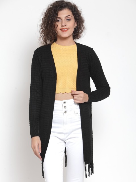 

Global Republic Women Black Solid Open Front Shrug