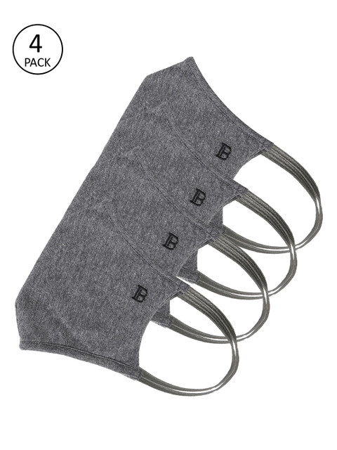 

Bene Kleed Unisex Pack of 4 Pcs Grey Reusable 3-Ply Protective Outdoor Masks, Multi