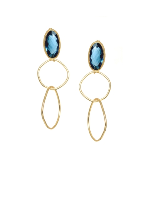 

INDYA Blue & Gold-Plated Geometric Drop Earrings
