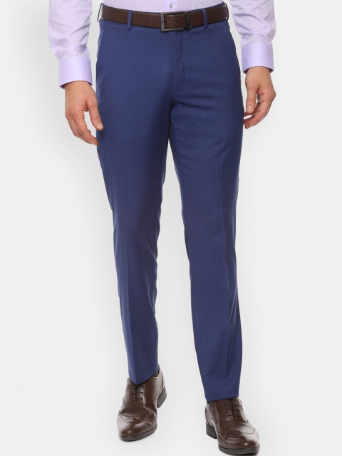 

Van Heusen Men Navy Blue Slim Fit Solid Formal Trousers