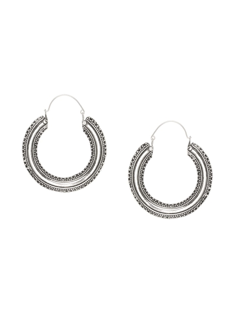 

INDYA Silver-Toned Geometric Hoop Earrings