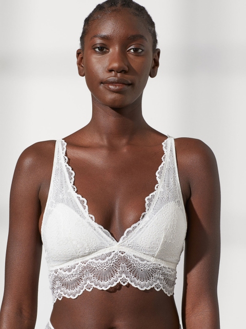 

H&M Women White Padded Lace Bra 0872820005
