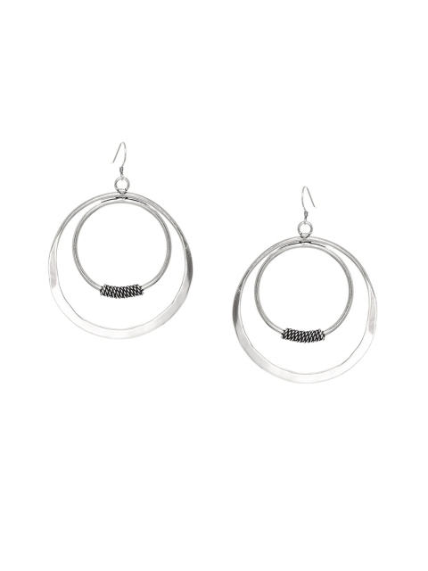 

INDYA Silver Plated Circular Drop Earrings