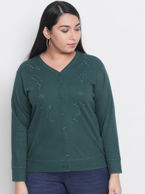 

Amydus Women Green Embroidered Cardigan Sweater