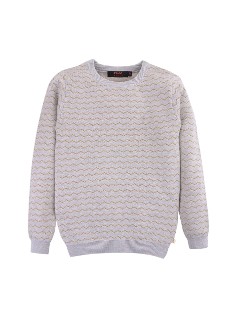 

RVK Girls Grey Self Design Pullover Sweater