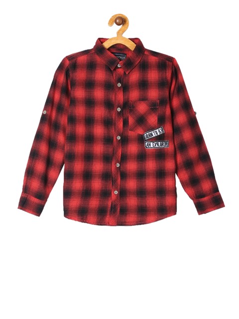 

Cherokee Boys Red & Black Regular Fit Checked Casual Shirt