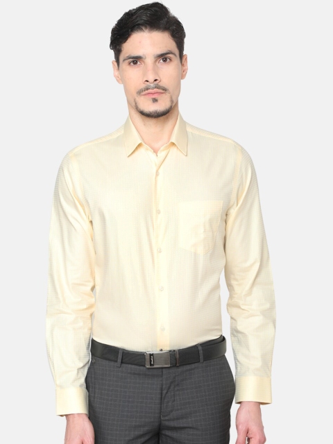 J Hampstead Men Yellow Slim Fit Solid Formal Shirt