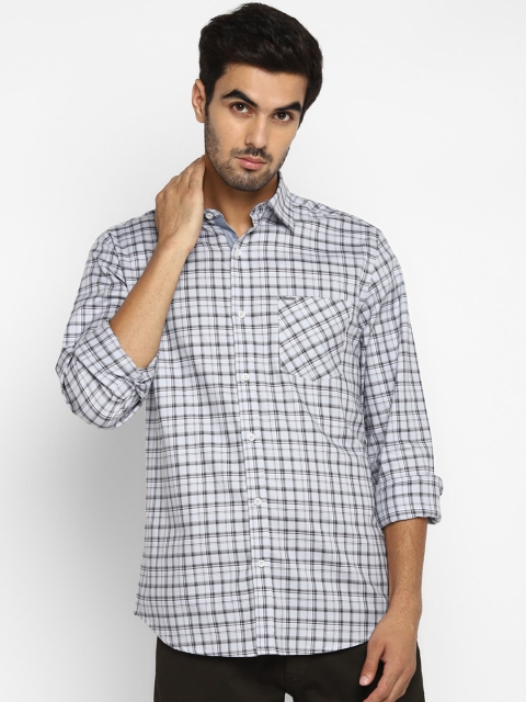 

METTLE Men Grey Regular Fit Checked Casual Shirt