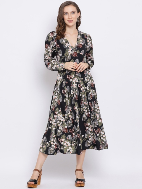 

Oxolloxo Women Black Printed Wrap Dress