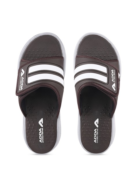 

Adda Men Brown & Grey Striped Sliders