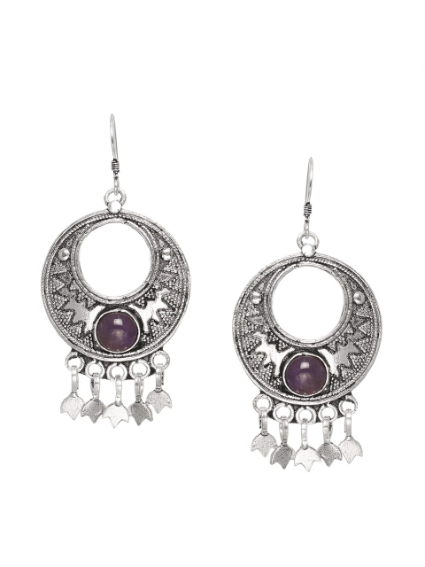 

INDYA Silver-Plated Circular Drop Earrings