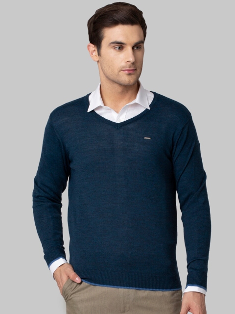 

Park Avenue Men Teal Solid Sweater Vest Sweater