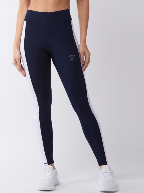 

Masch Sports Women Navy Blue & White Colourblocked Rapid Dry Tights