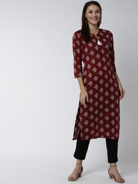 

Soch Women Maroon Printed Straight Kurta