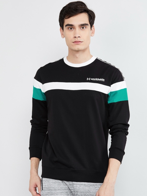 max Men Black Striped Sweatshirt