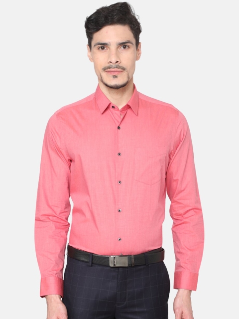 

J Hampstead Men Coral Pink Slim Fit Solid Formal Shirt