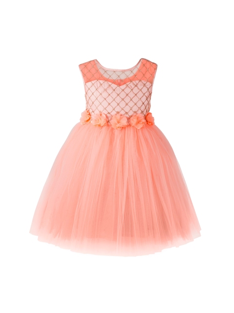 

Toy Balloon kids Girls Peach-Coloured Embellished Fit and Flare Dress