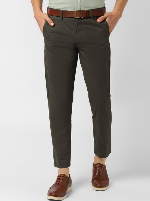 

Peter England Casuals Men Olive Green Tapered Fit Solid Regular Trousers
