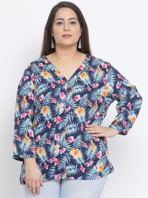 

Oxolloxo Women Blue Printed Boxy Top
