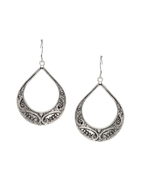 

INDYA Silver-Toned Oval Drop Earrings