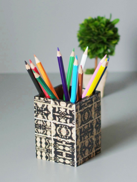 

nestroots Black Set of 2 Printed Cutlery Holder Spoon Stand