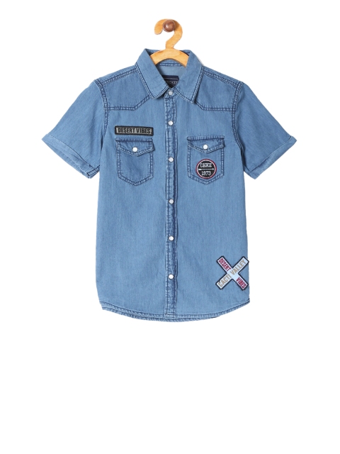 

Cherokee Boys Blue Regular Fit Solid Casual Shirt