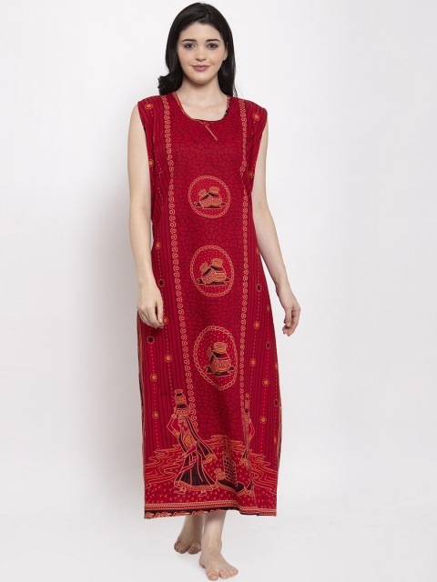 

Secret Wish Red Printed Nightdress
