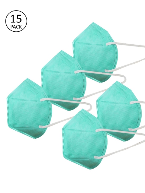 

Swiss Design Unisex 15 Pcs Sea Green Solid 5-Ply Disposable N95 Masks
