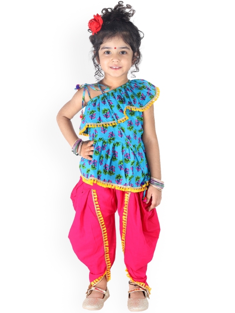 

KID1 Girls Blue & Pink Printed Kurti with Dhoti Pants