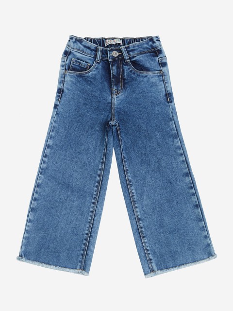 

VITAMINS Girls Blue Wide Leg Mid-Rise Clean Look Jeans