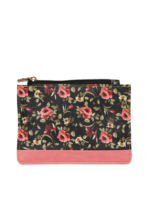 

Butterflies Women Black & Pink Printed Zip Around Wallet
