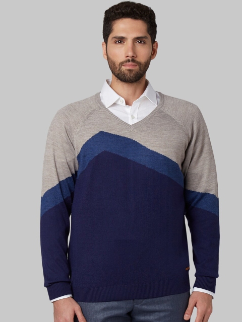 

Park Avenue Men Blue Colourblocked Sweater Vest Sweater