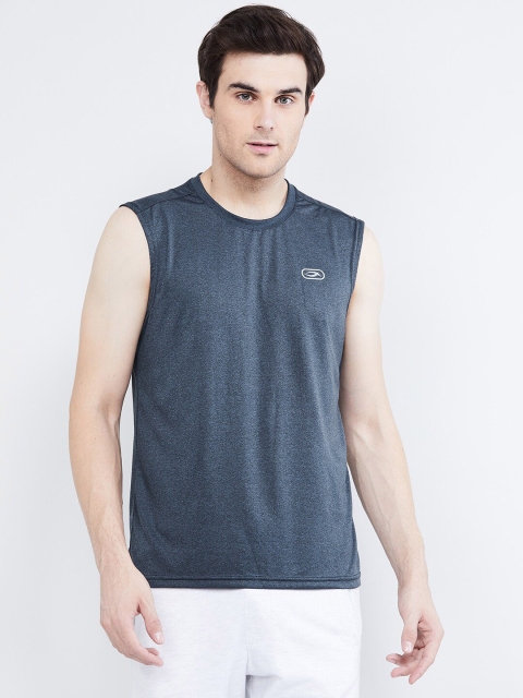 

max Men Blue Self Design Round Neck T-shirt