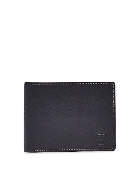 

TRENDERS Men Black Solid Leather Two Fold Wallet