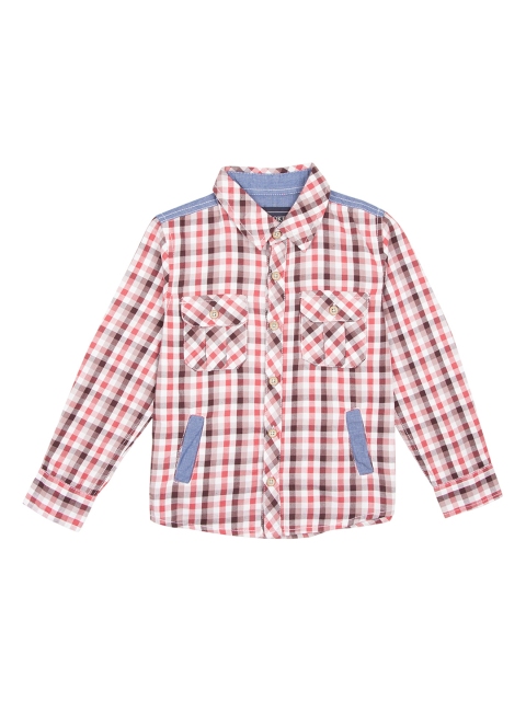 

Cherokee Boys Red & White Regular Fit Checked Casual Shirt