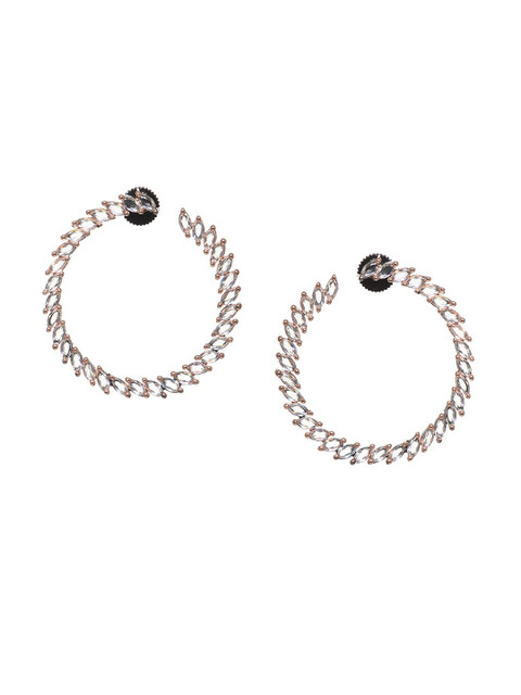 

INDYA White Silver Plated Circular Studs