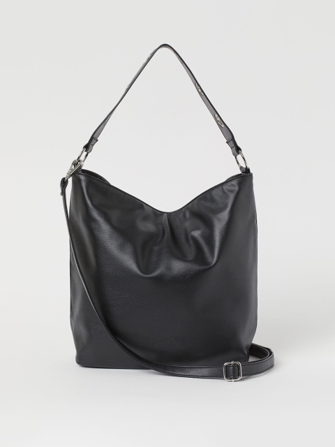 

H&M Women Black Solid Hobo Bag