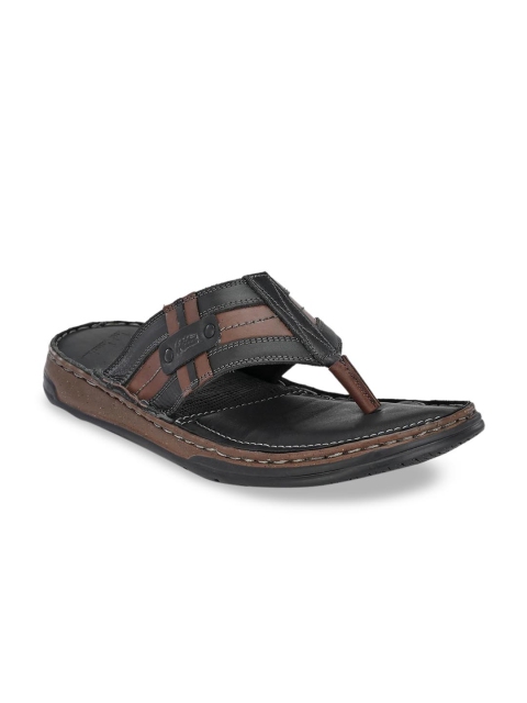

Hitz Men Black & Brown Leather Comfort Sandals