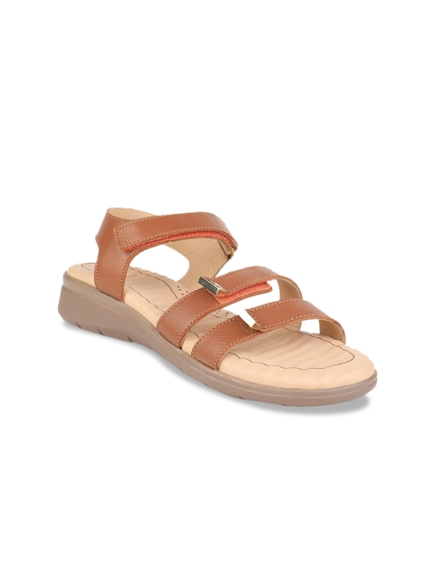 

Scholl Women Brown Solid Leather Open Toe Leather Flats