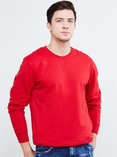

max Men Red Solid Sweatshirt