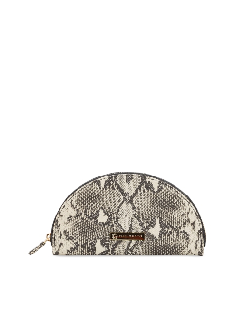

THE GUSTO Women Grey & Beige Animal Printed Zip Around Wallet