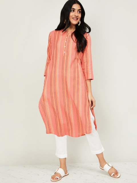 

Melange by Lifestyle Women Pink Striped Kurta with Trousers