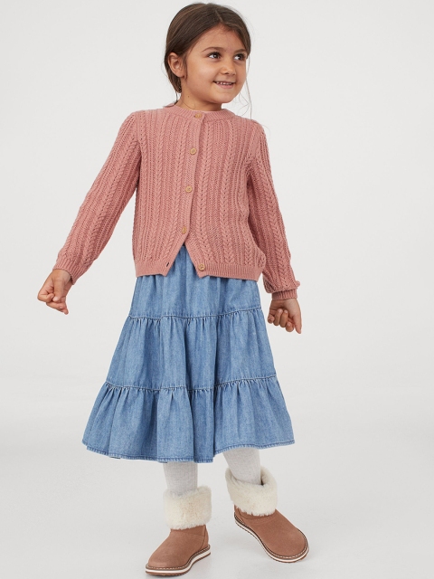 

H&M Girls Blue Solid Flared Denim Skirt