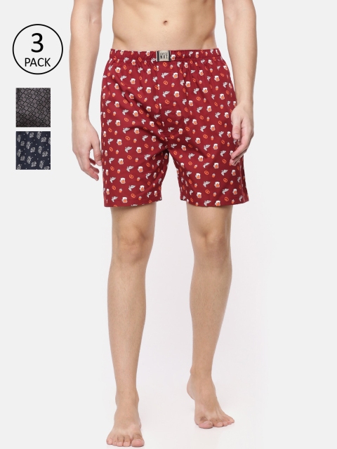 

Force NXT Men Pack Of 3 Printed Boxers MNAL-581-PO3, Red