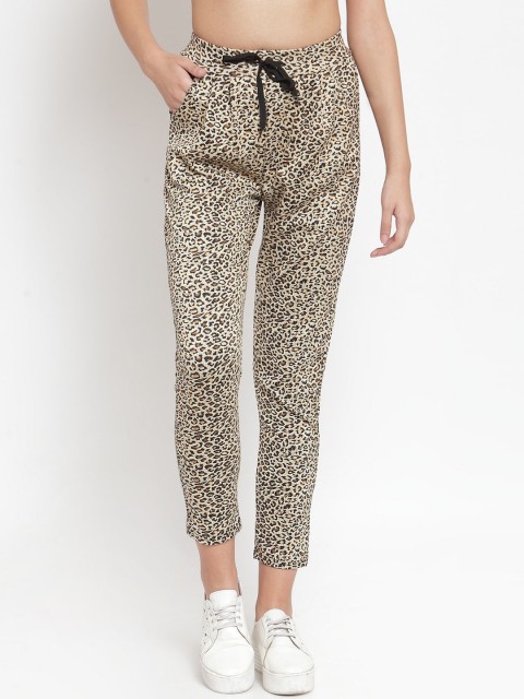 

Global Republic Women Beige & Black Regular Fit Printed Regular Trousers