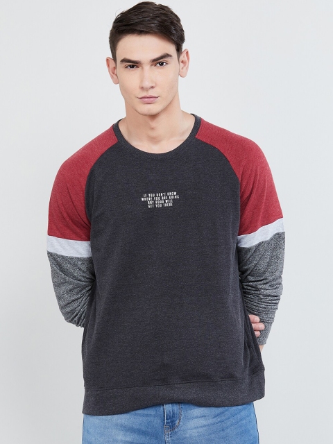 

max Men Black & Red Colourblocked Sweatshirt